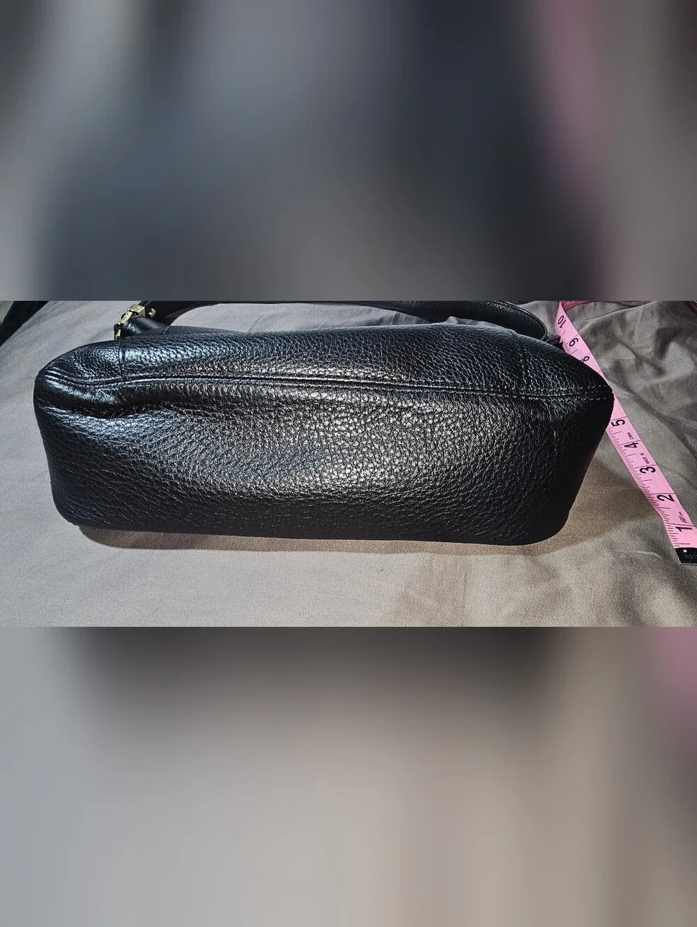 Authentic Michael Kors Black Pebbled Leather Shoulder Bag with Gold Hardware